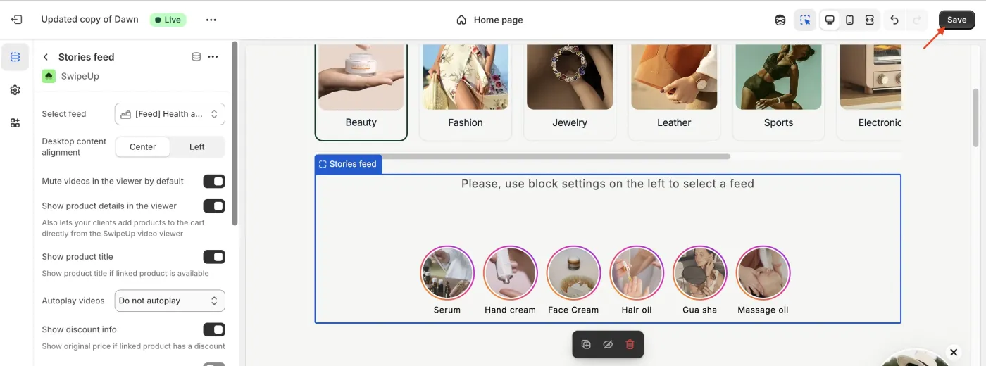 Save your customizations