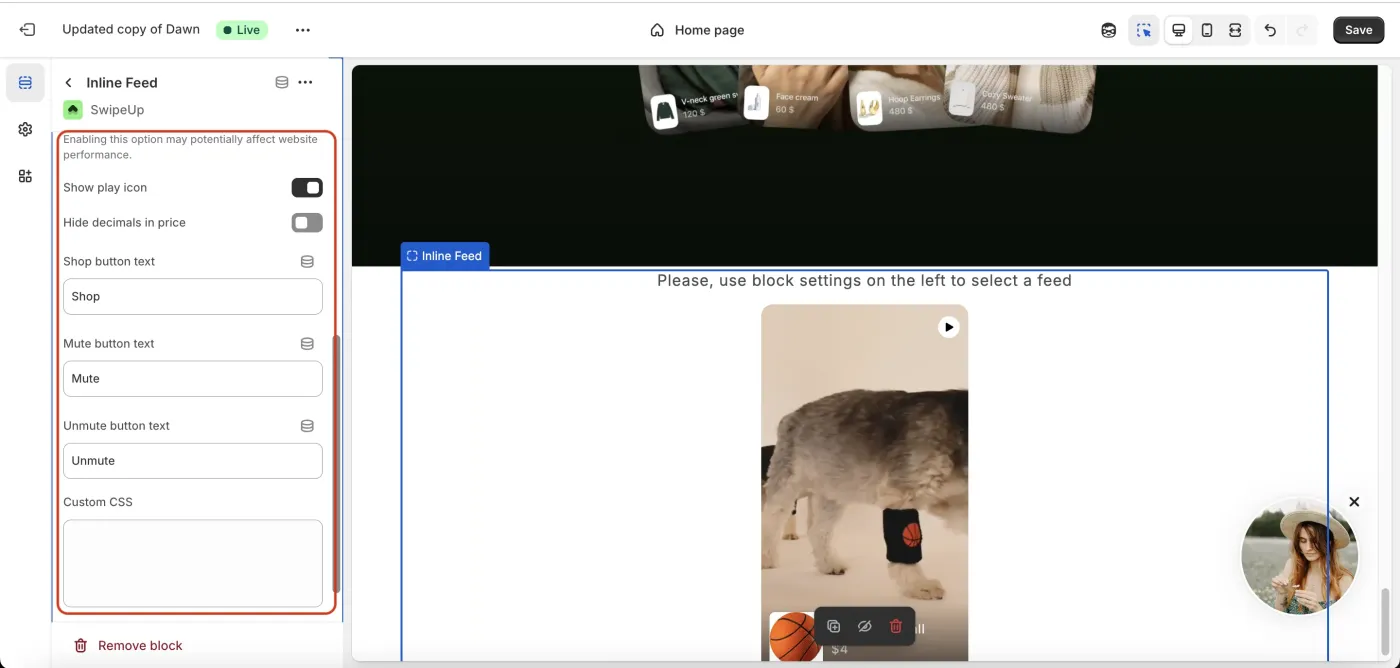 Adjust player settings