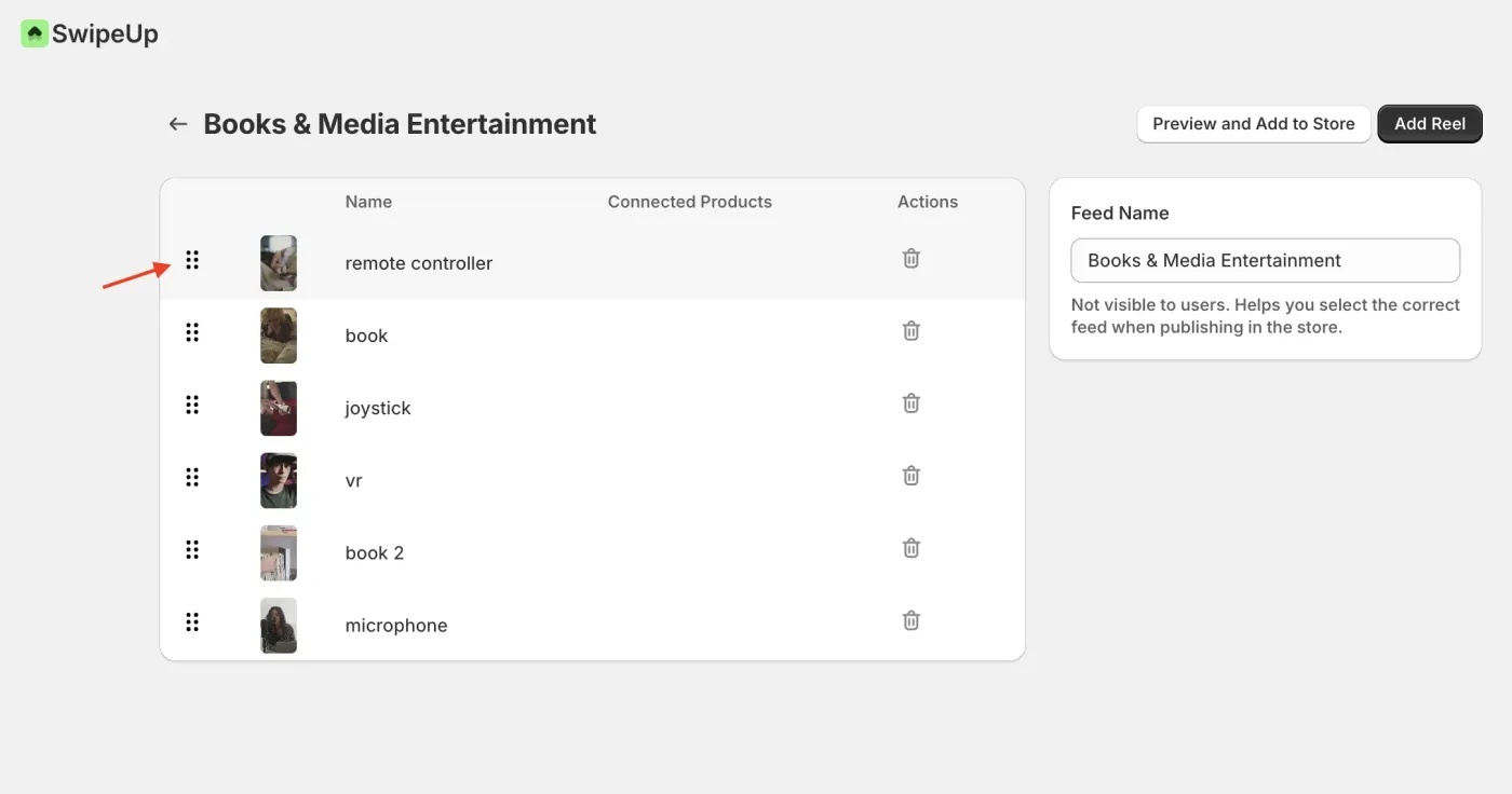 Drag to reorder items