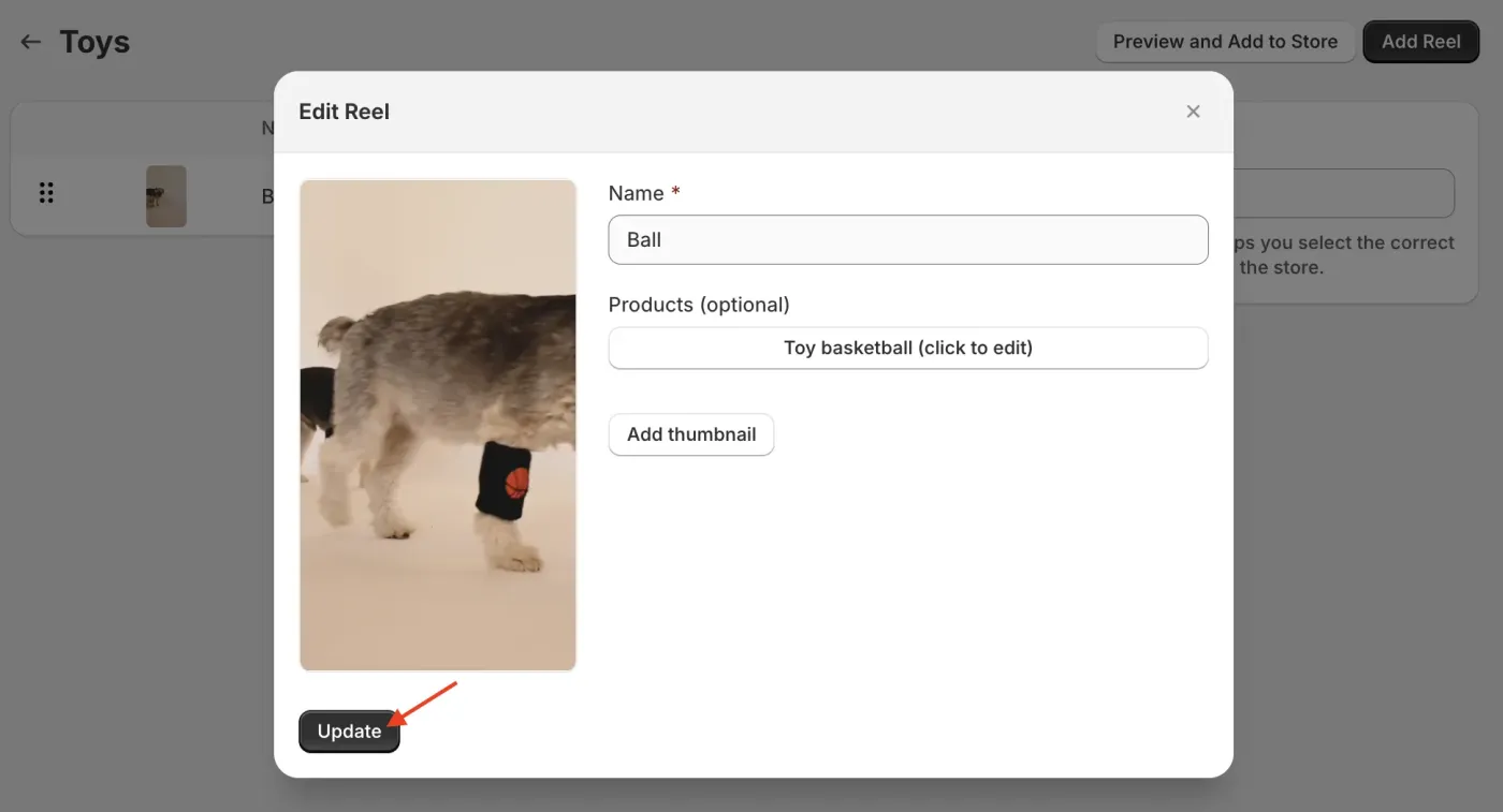 Product panel with tagged products