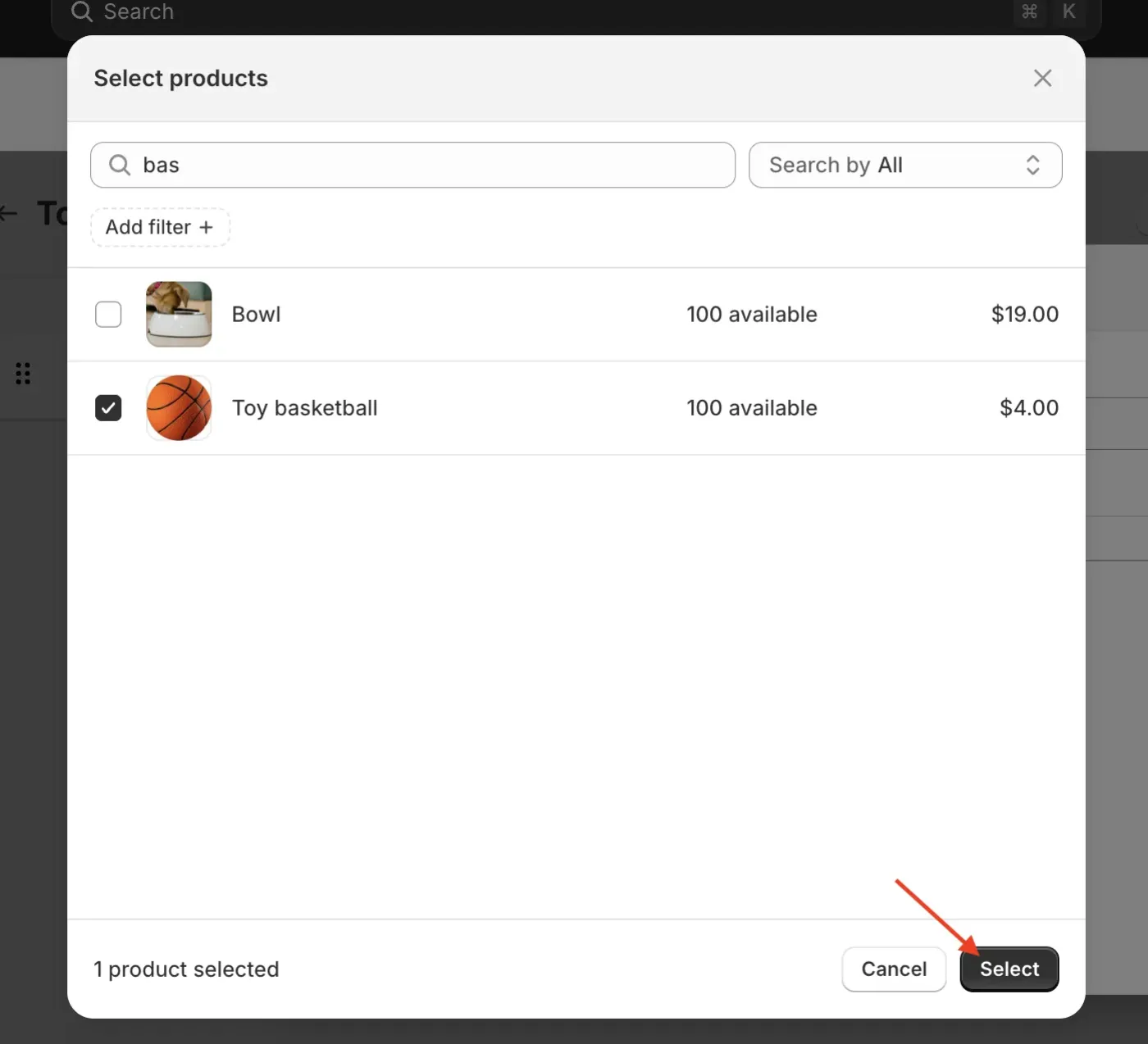 Select products from your catalog